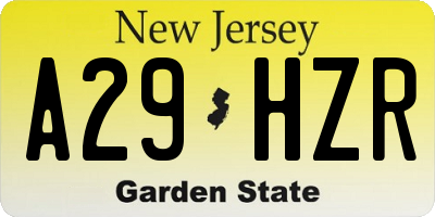 NJ license plate A29HZR