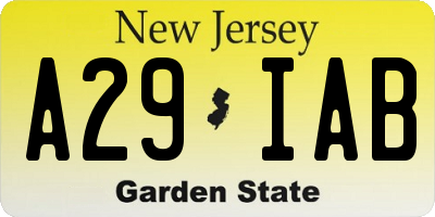 NJ license plate A29IAB