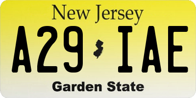 NJ license plate A29IAE