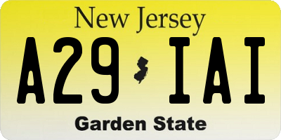 NJ license plate A29IAI