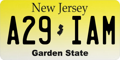 NJ license plate A29IAM