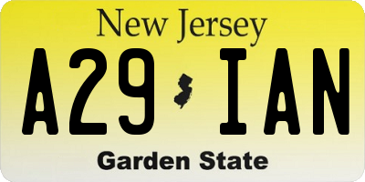 NJ license plate A29IAN