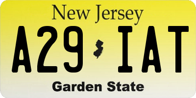 NJ license plate A29IAT