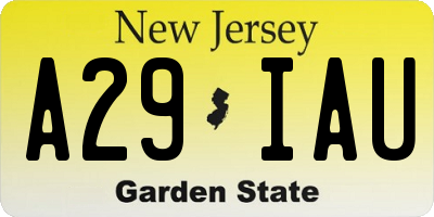 NJ license plate A29IAU