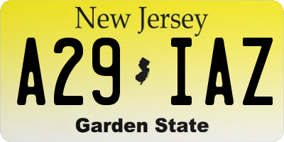 NJ license plate A29IAZ