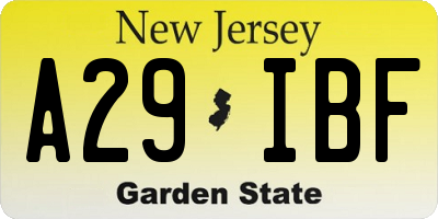 NJ license plate A29IBF