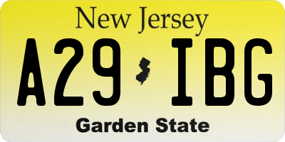 NJ license plate A29IBG