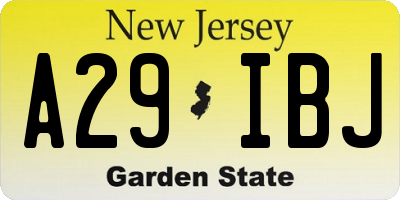 NJ license plate A29IBJ