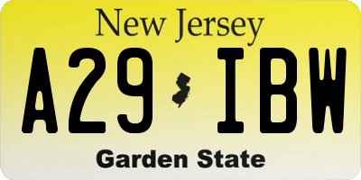 NJ license plate A29IBW