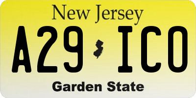 NJ license plate A29ICO