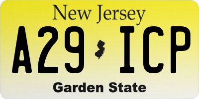 NJ license plate A29ICP