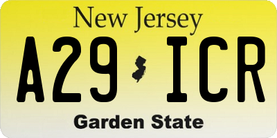 NJ license plate A29ICR