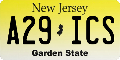NJ license plate A29ICS