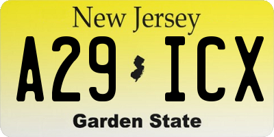 NJ license plate A29ICX