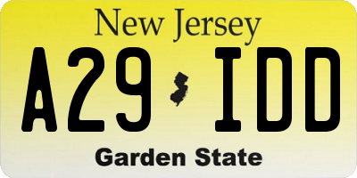 NJ license plate A29IDD