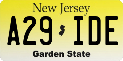 NJ license plate A29IDE