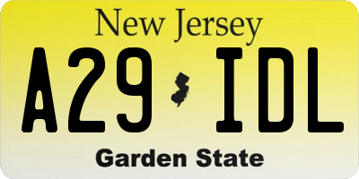 NJ license plate A29IDL