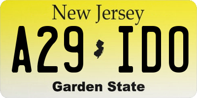 NJ license plate A29IDO