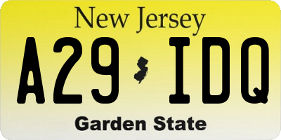 NJ license plate A29IDQ