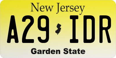 NJ license plate A29IDR