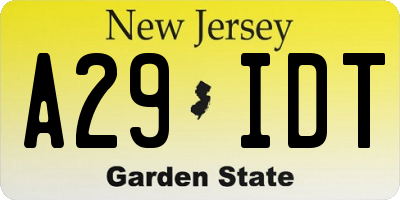 NJ license plate A29IDT