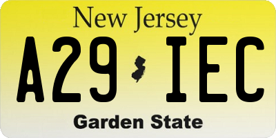 NJ license plate A29IEC
