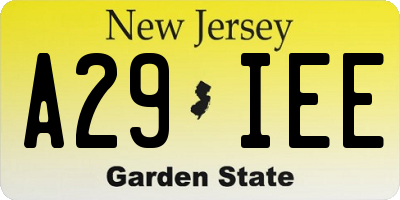 NJ license plate A29IEE