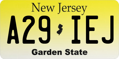 NJ license plate A29IEJ