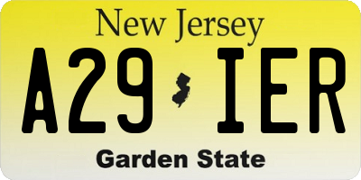 NJ license plate A29IER