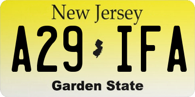 NJ license plate A29IFA