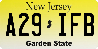 NJ license plate A29IFB