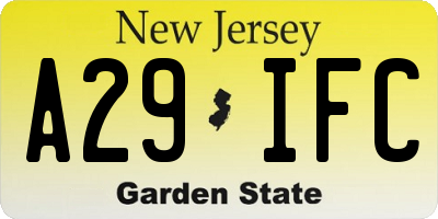 NJ license plate A29IFC