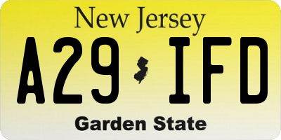 NJ license plate A29IFD