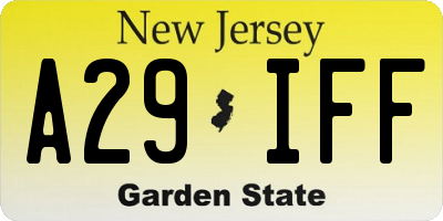 NJ license plate A29IFF