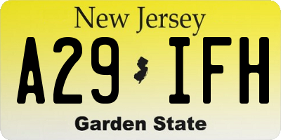 NJ license plate A29IFH