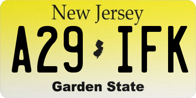 NJ license plate A29IFK