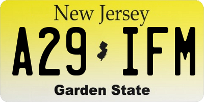 NJ license plate A29IFM