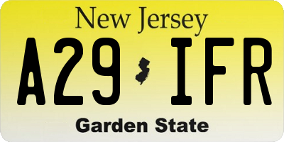 NJ license plate A29IFR