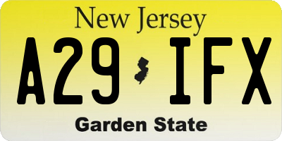 NJ license plate A29IFX