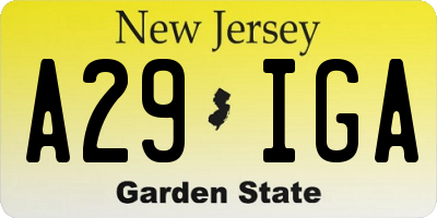 NJ license plate A29IGA