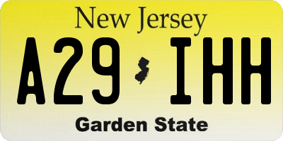 NJ license plate A29IHH