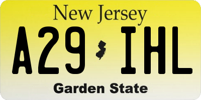 NJ license plate A29IHL