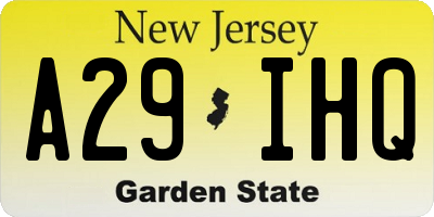 NJ license plate A29IHQ