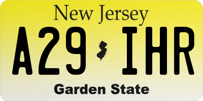 NJ license plate A29IHR