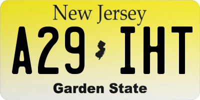 NJ license plate A29IHT