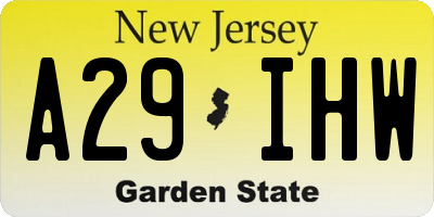NJ license plate A29IHW