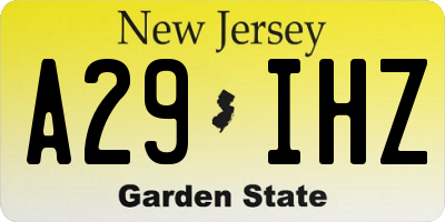 NJ license plate A29IHZ
