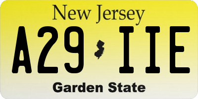 NJ license plate A29IIE