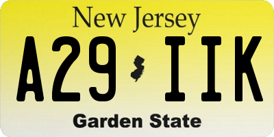 NJ license plate A29IIK