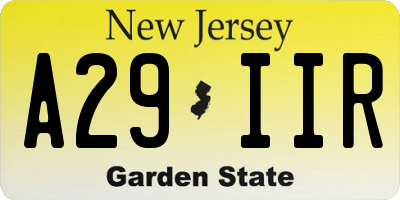 NJ license plate A29IIR
